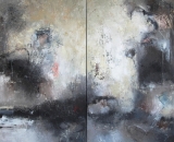 Komposition 10.060.1 - Mischtechnik auf Leinwand - Diptychon 2x80x140 80x140